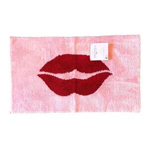 Pink Valentines Day Red Lips Bath Rug 21x34 Non Slip Bath Mat by Kassa Spa New